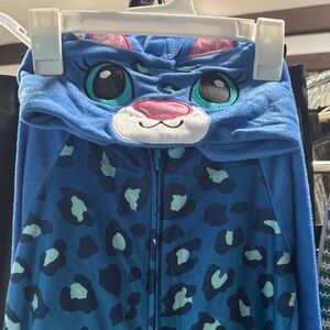 Cat & Jack Blue Leopard Print Hooded Onesie